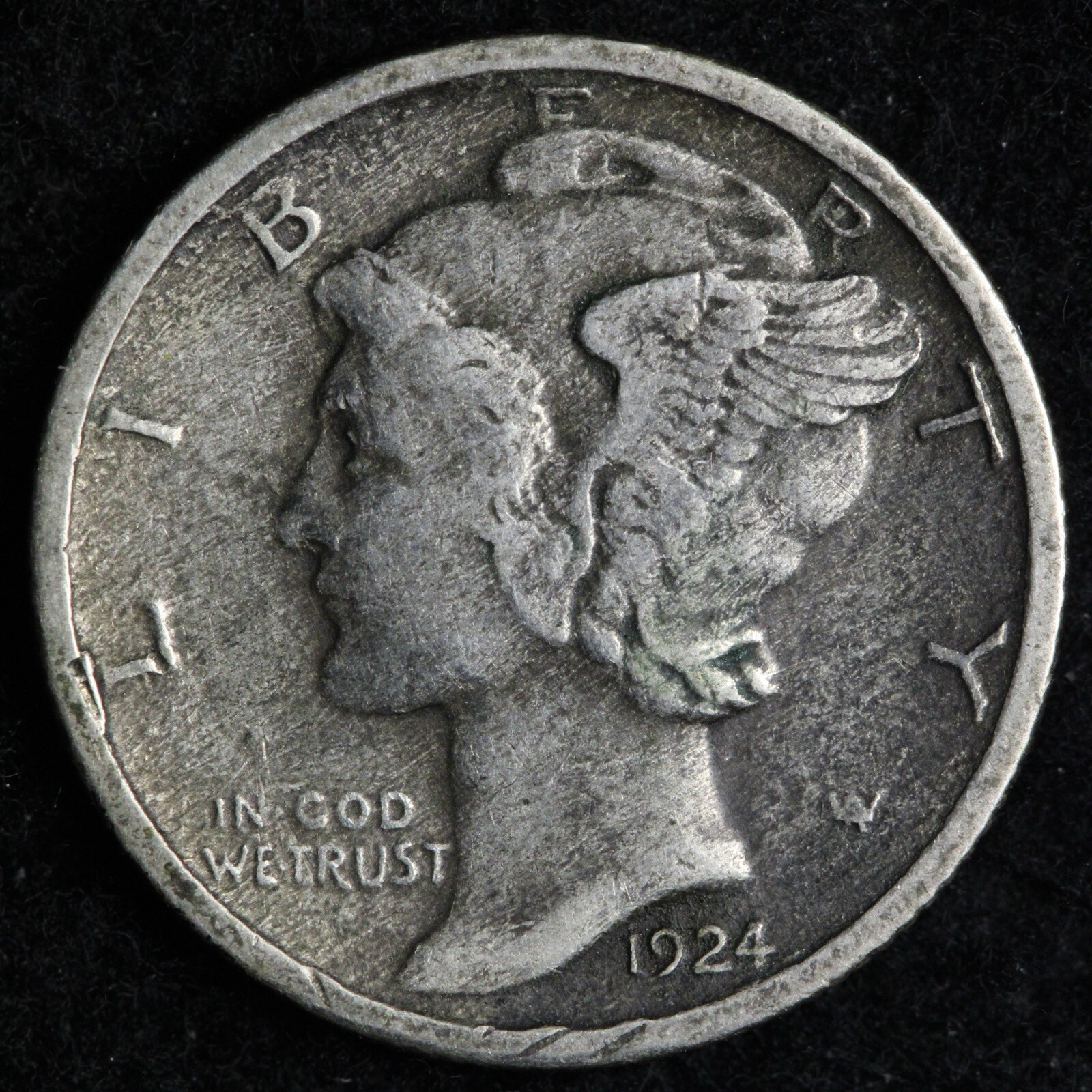 1924-S Mercury Silver Dime XF E261 UKCM
