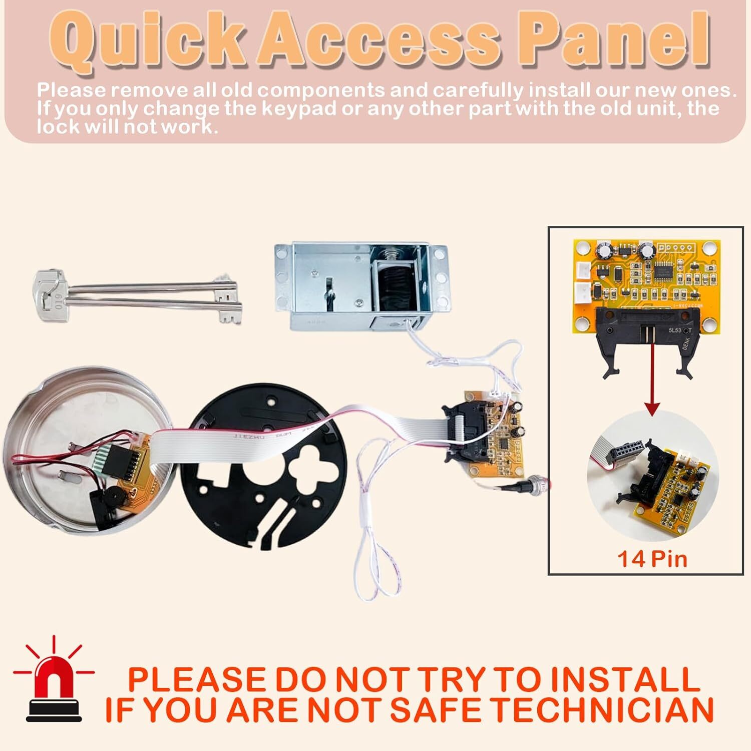 Gun Safe Lock Replacement Solenoid Lock with 2 Keys Chrome Digital Keypad Lock