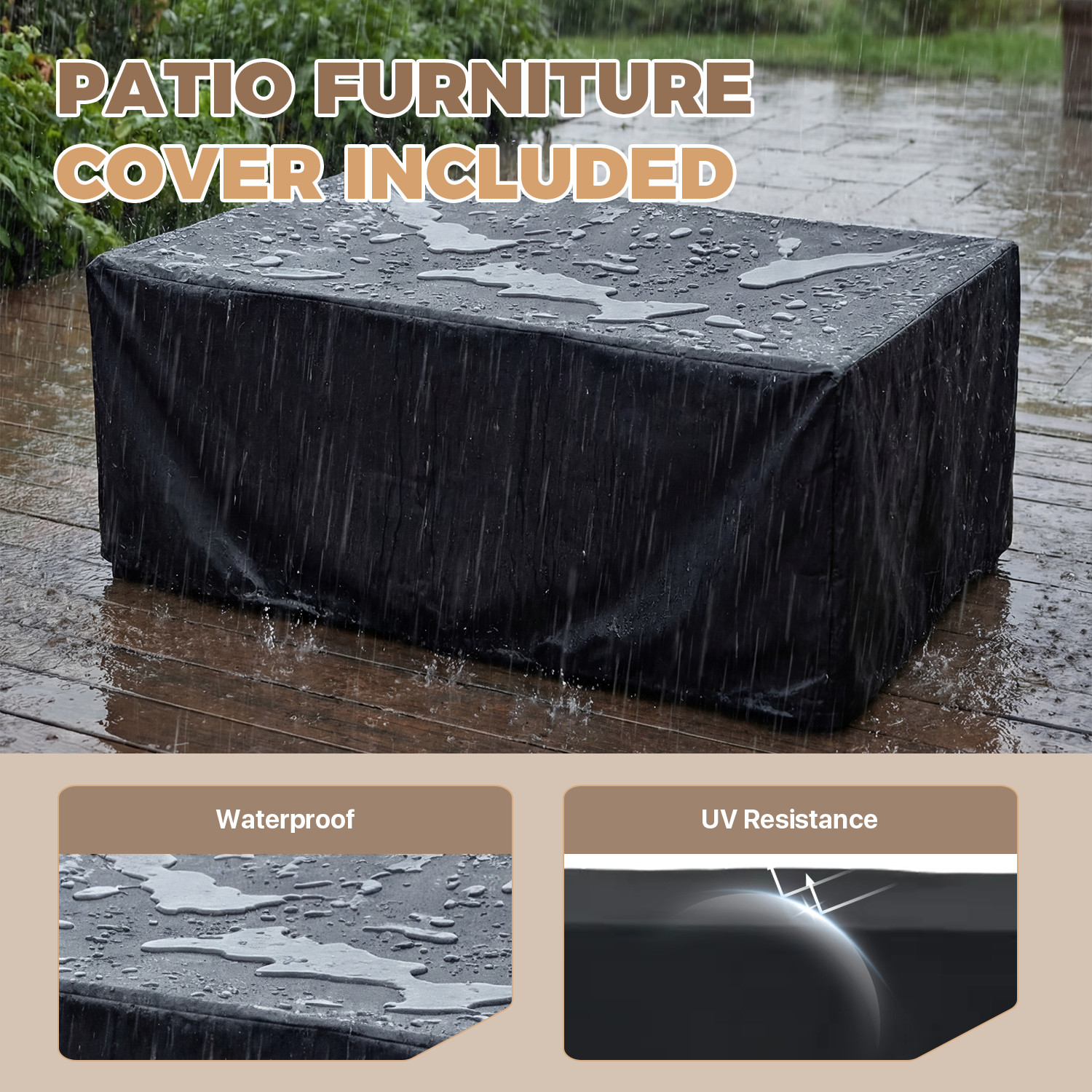 4-Piece Gray Exposed Tube Patio Sofa Set 2 Single&Double&Table