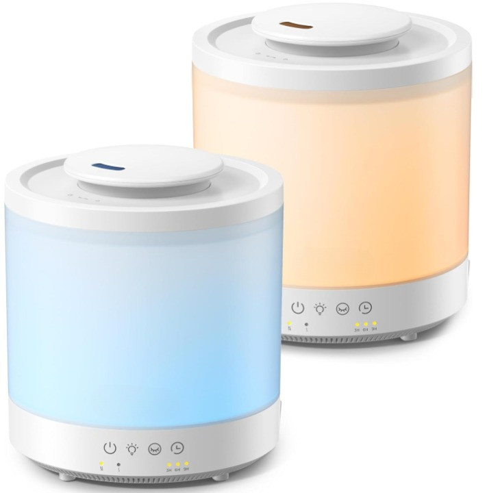 Humidificador Pequeño 2 Pack 1,5L Vapor Frío Top Fill Luz 7 Colores, Nuevo