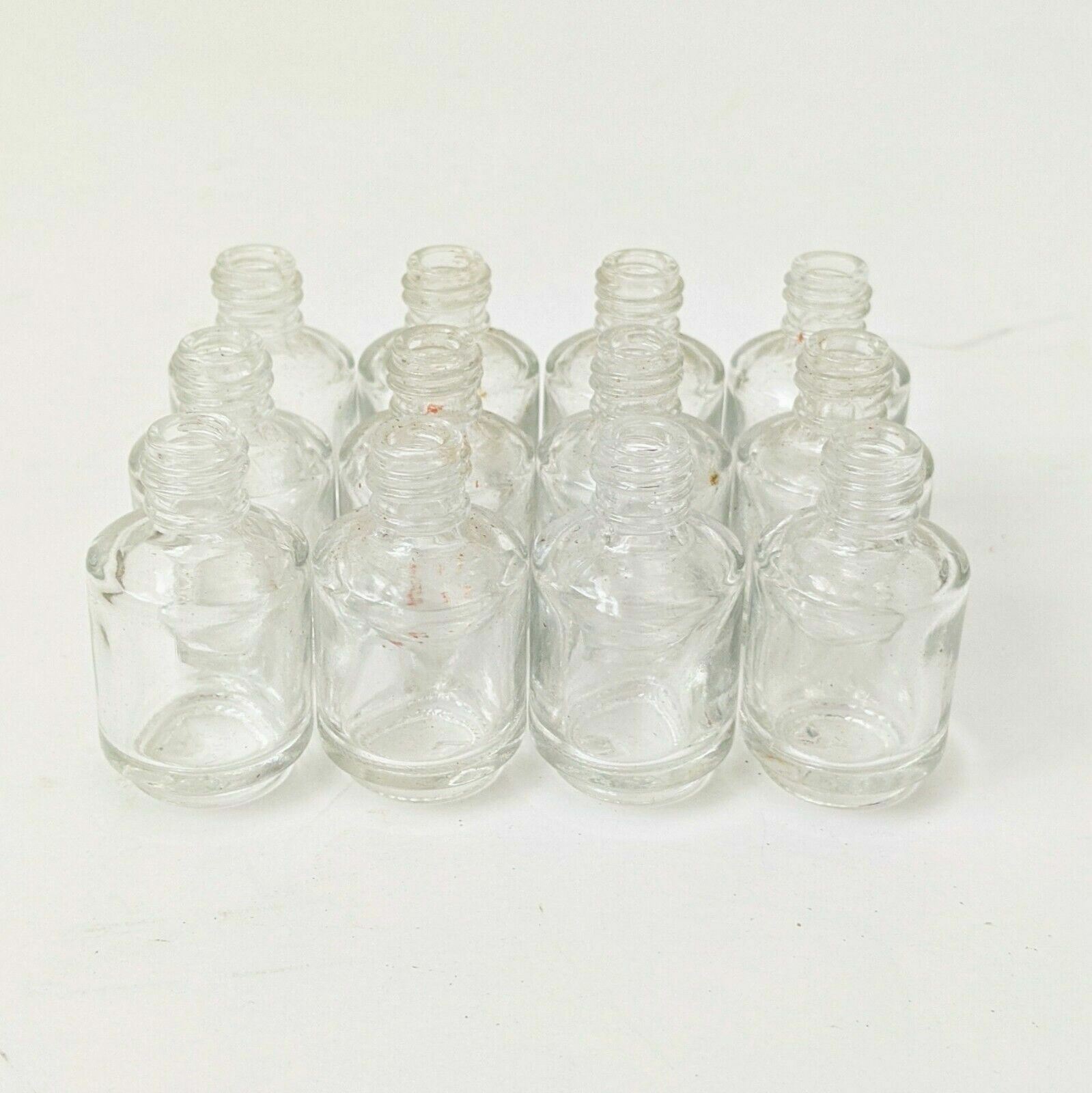 Lot of 12 Tiny Narrow Mouth Glass Bottles Viles Seed Beads Sorting Crafts