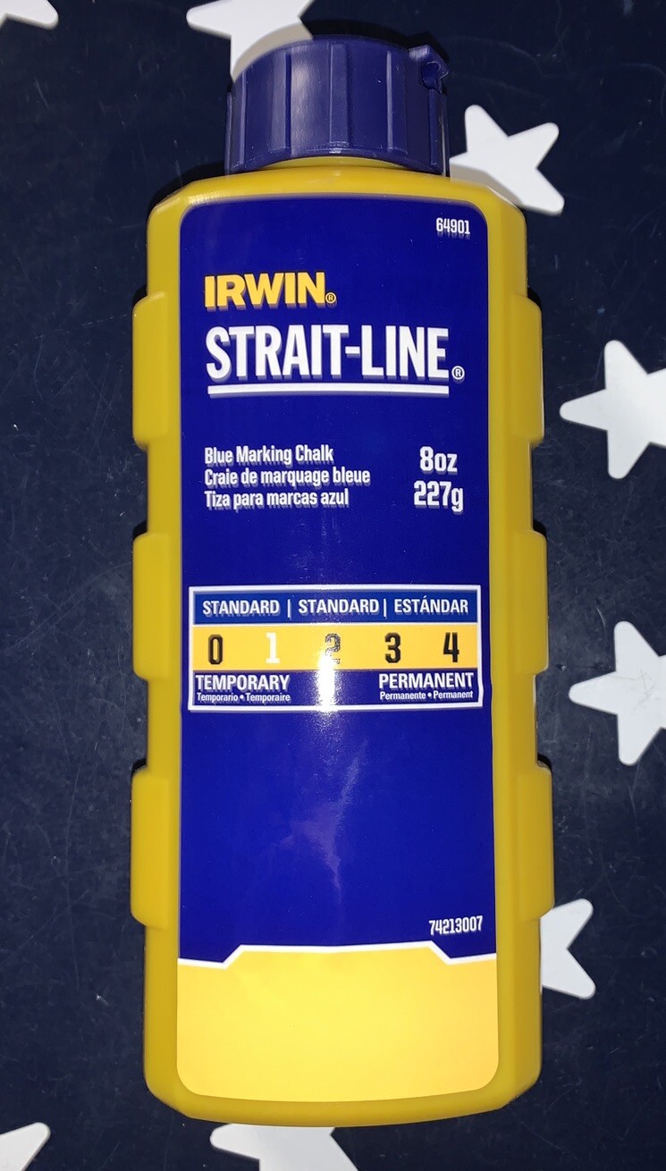 Irwin 64901 8 0z. Stait-Line Standard Marking Chalk Interior/Exterior Use BLUE