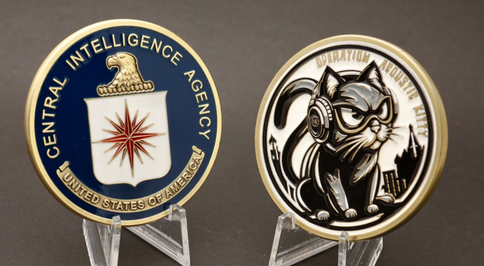 2" CIA OPERATION ACOUSTIC KITTY CHALLENGE COIN PSYOPS OPERATIONS SOD COVERT