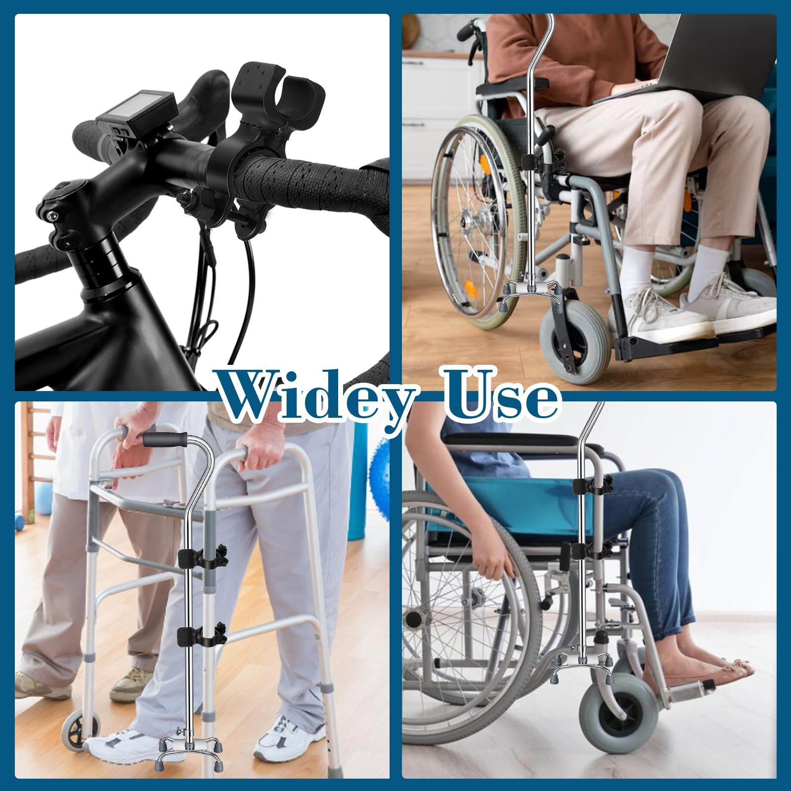 Thinp 2 Pcs Cane Holder for Walker, Universal Black