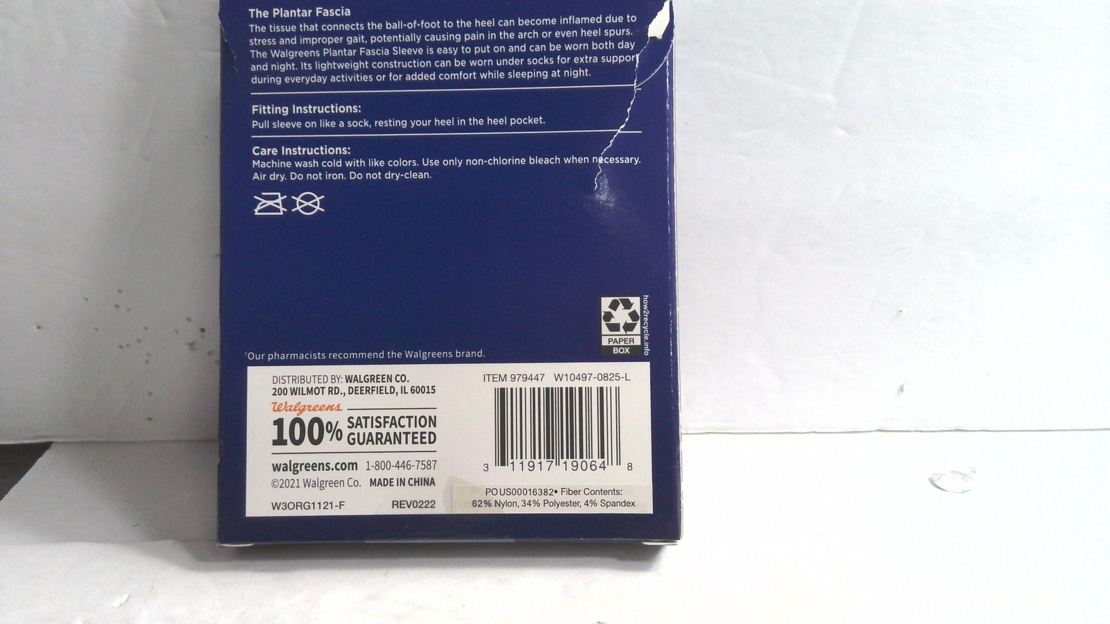 Walgreens Plantar Fascia Sleeves Compression 2 Pack Unisex S/M Black Open Box