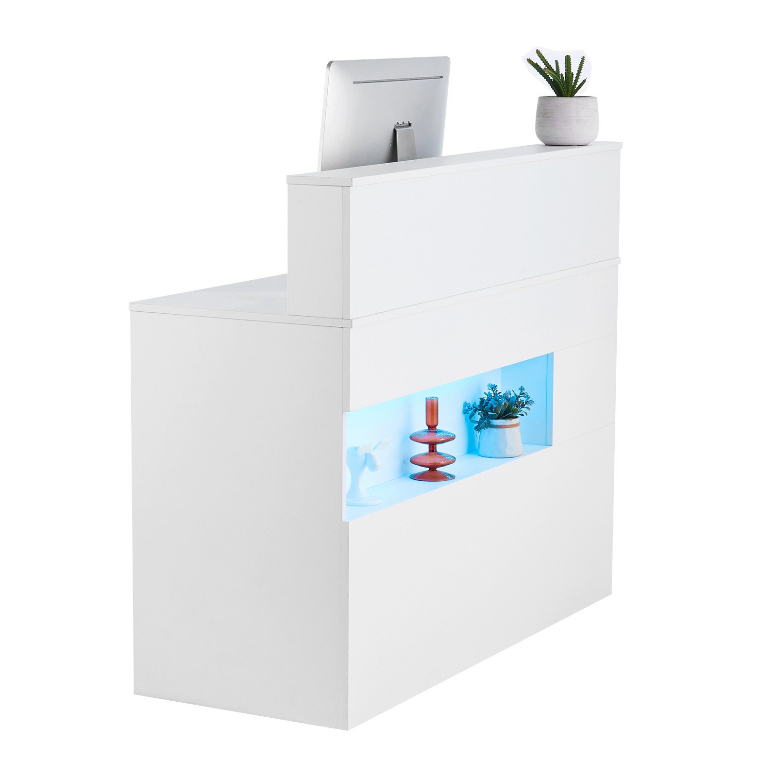Reception Desk Rectangular Front Counter Table 47.24 in White Office Table