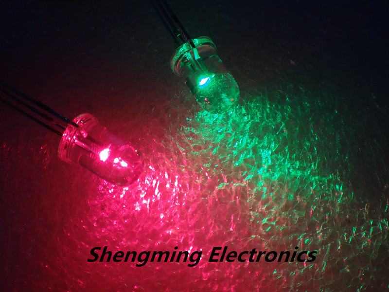 100pcs 5mm Red & Green Common Cathode LED Light Emitting Diodes water clear