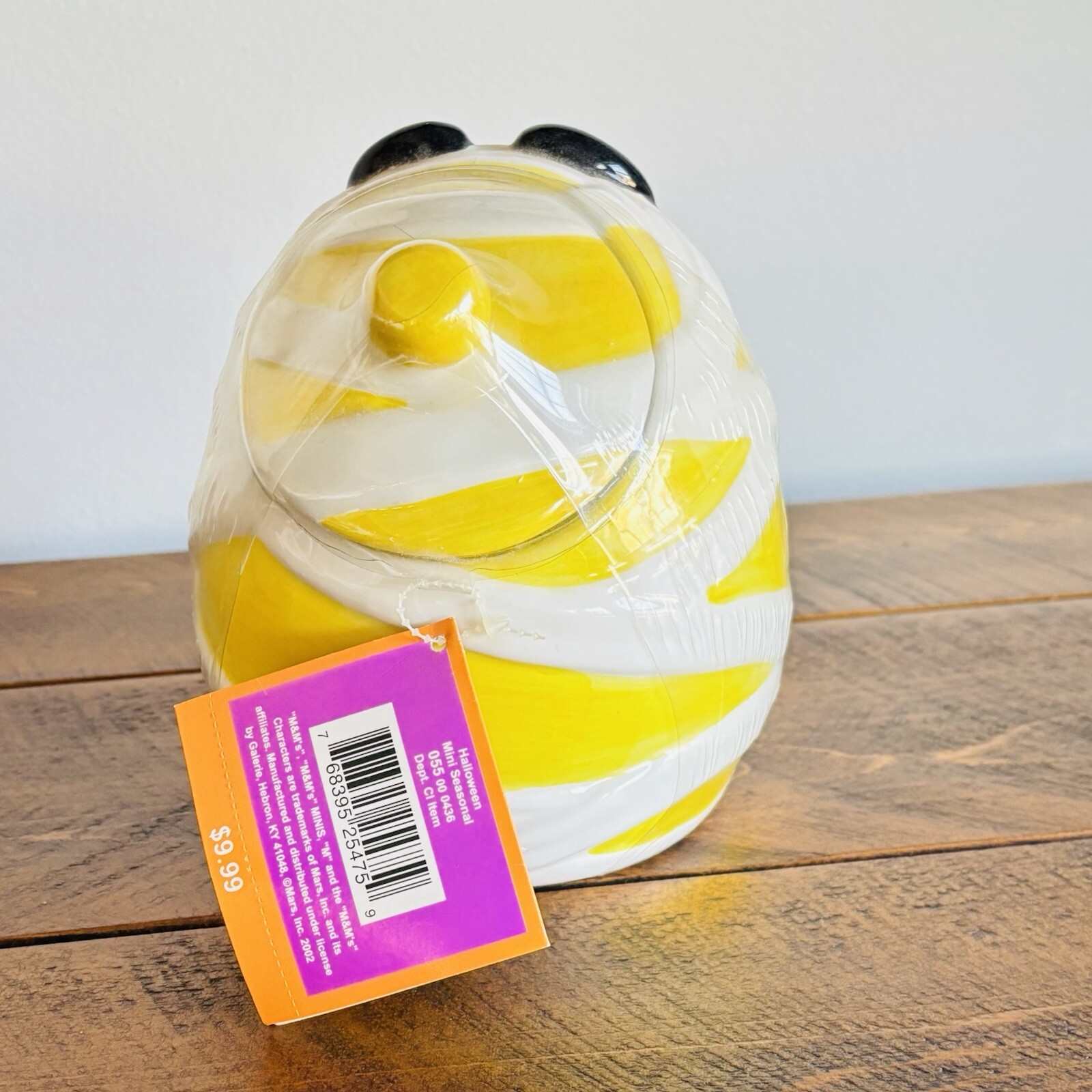 2002 M&M Yellow Peanut Mummy Cookie Jar Sealed with Tags