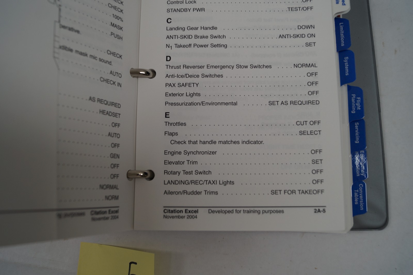 Citation Excel Cockpit Reference Handbook Nov 2004 CAE SimuFlite Binder F112A