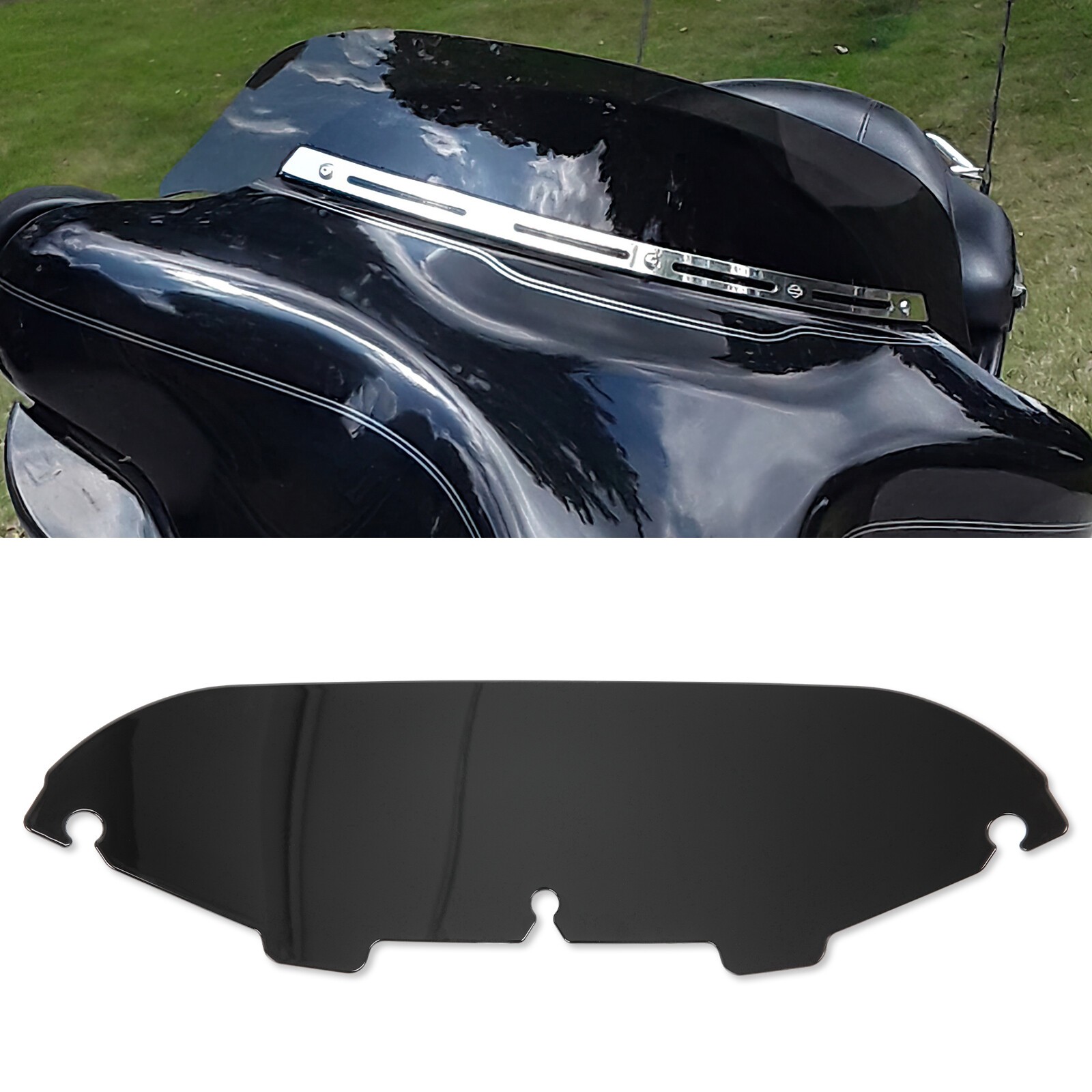 Black 4" Wave Windshield Windscreen for Harley FLHT FLHTC FLHX Touring 1996-2013