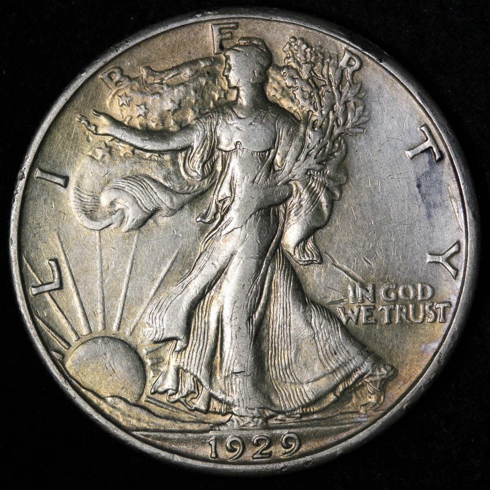 1929-S Walking Liberty Silver Half Dollar MISSING AW initials  AU+ E295 DDNFL