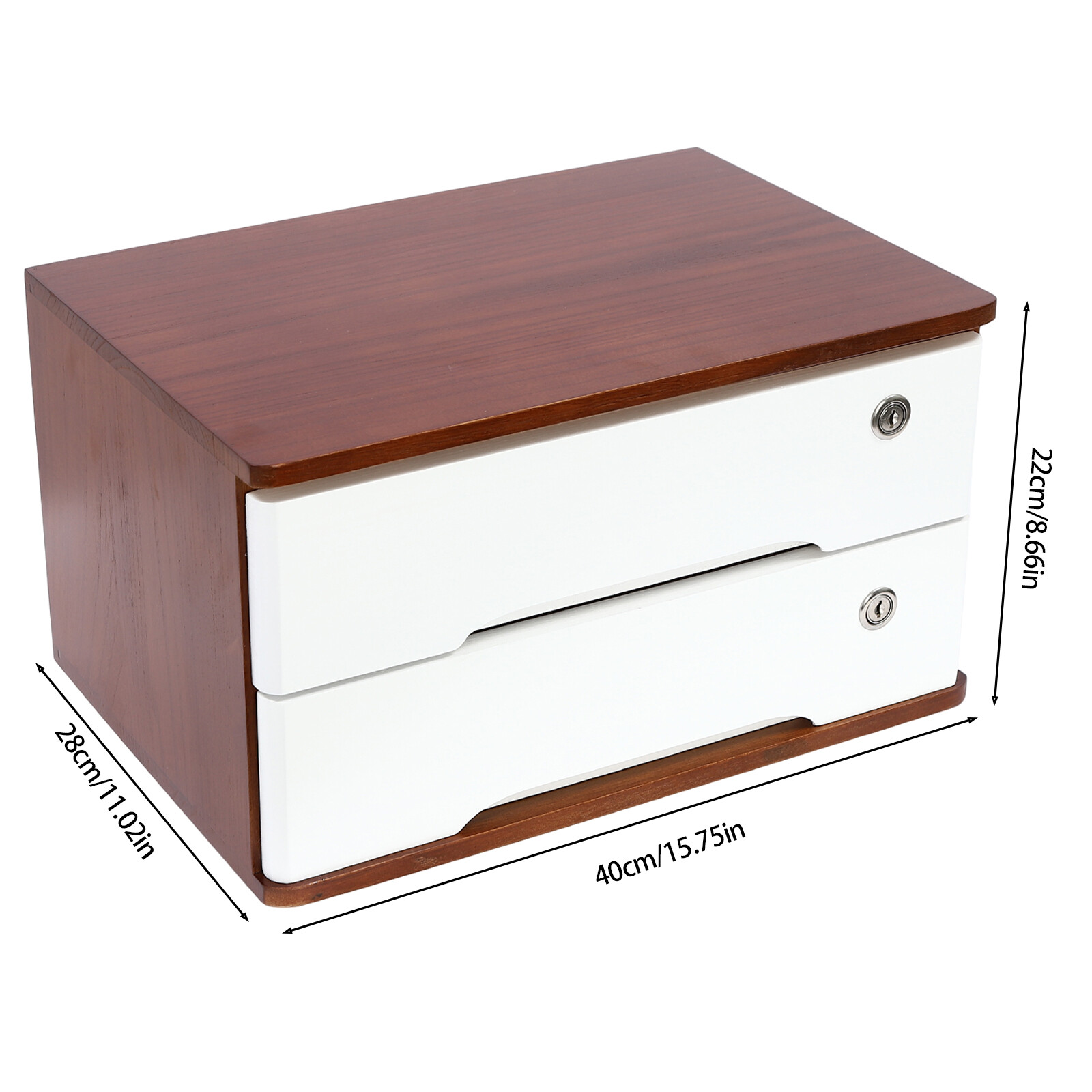 Wooden Desktop Storage Box, Desk Organizer, Desktop Storage Box+Lockable Drawer