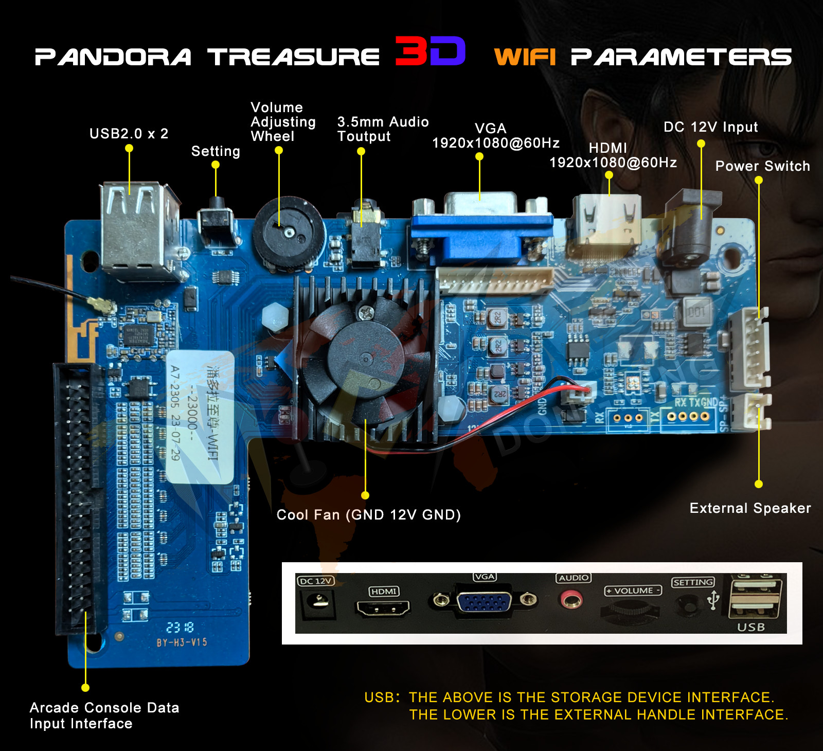 Pandora Box 3D WiFi Retro Game Arcade Console HD Lengthen All Metal 23000 Games