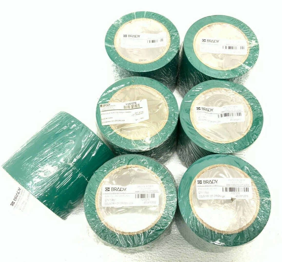 NEW Lot of 7 Brady B726 4" x 108' (36 Yards) Green Vinyl Marking Tape A8C