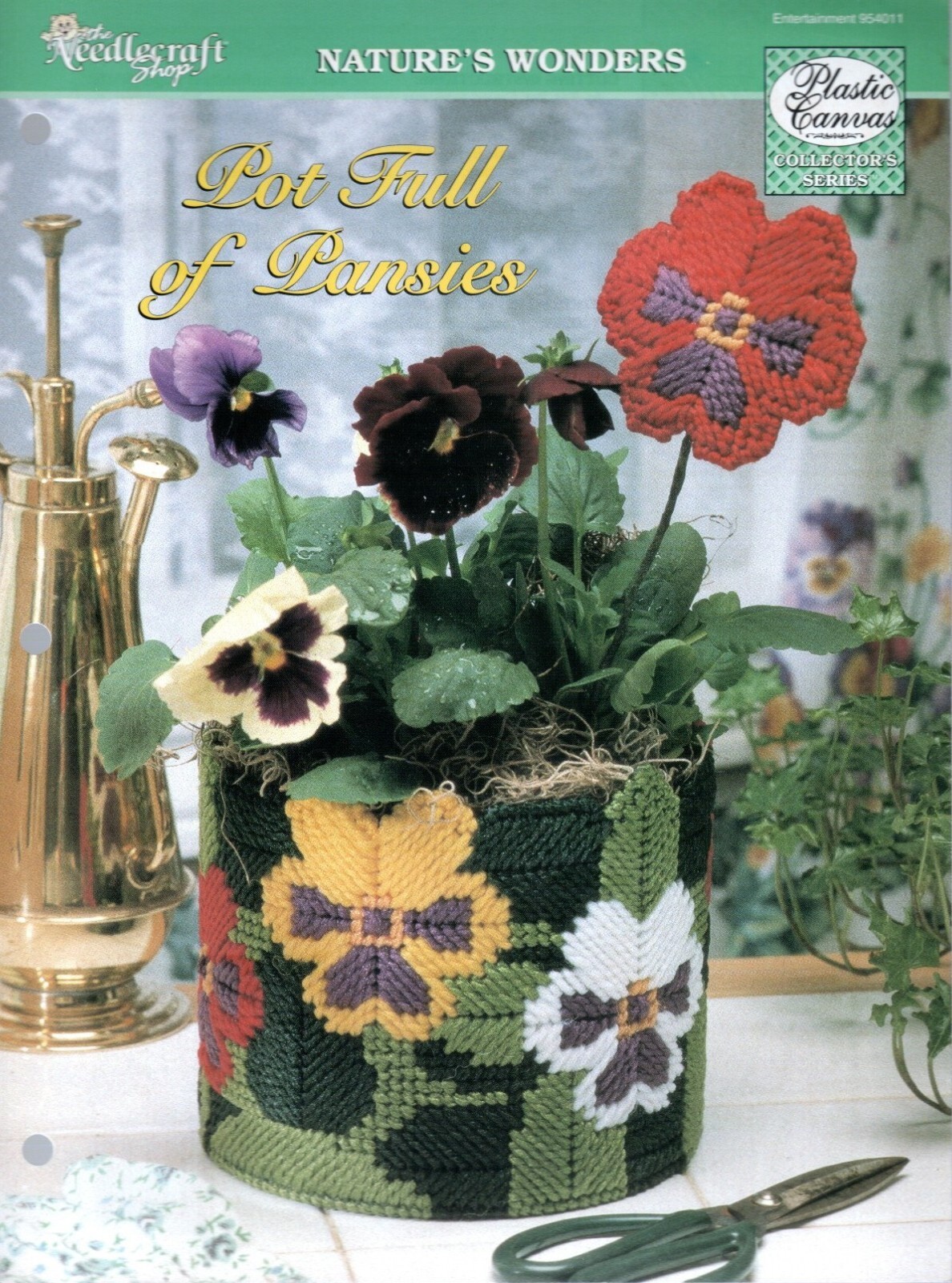 Needlecraft Shop 954011 POT FULL OF PANSIES Plastic Canvas Pattern Leaflet
