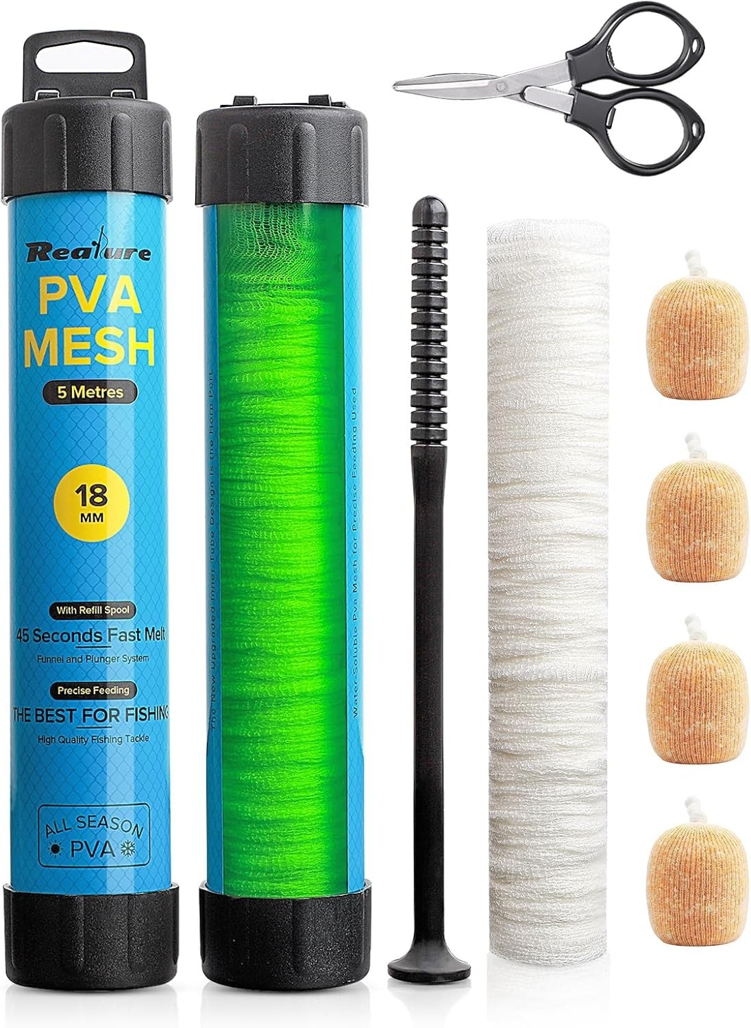 PVA Mesh 18/25/37/44mm 5 Metres Stocking Plunger + FREE scissors Carp Fishing