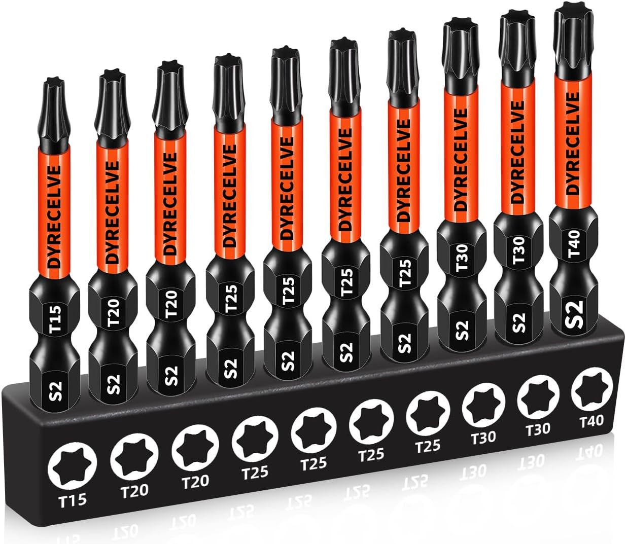 10 Pack Impact Torx Bit Set T15-T40, 2"Magnetic S2 Steel Bits for Impact Drivers