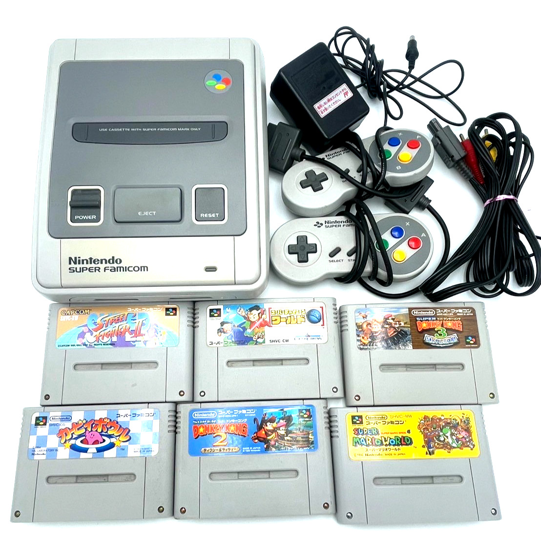 Nintendo Super Famicom Console 01CHIP Set Games Controller AV AC Tested Japan