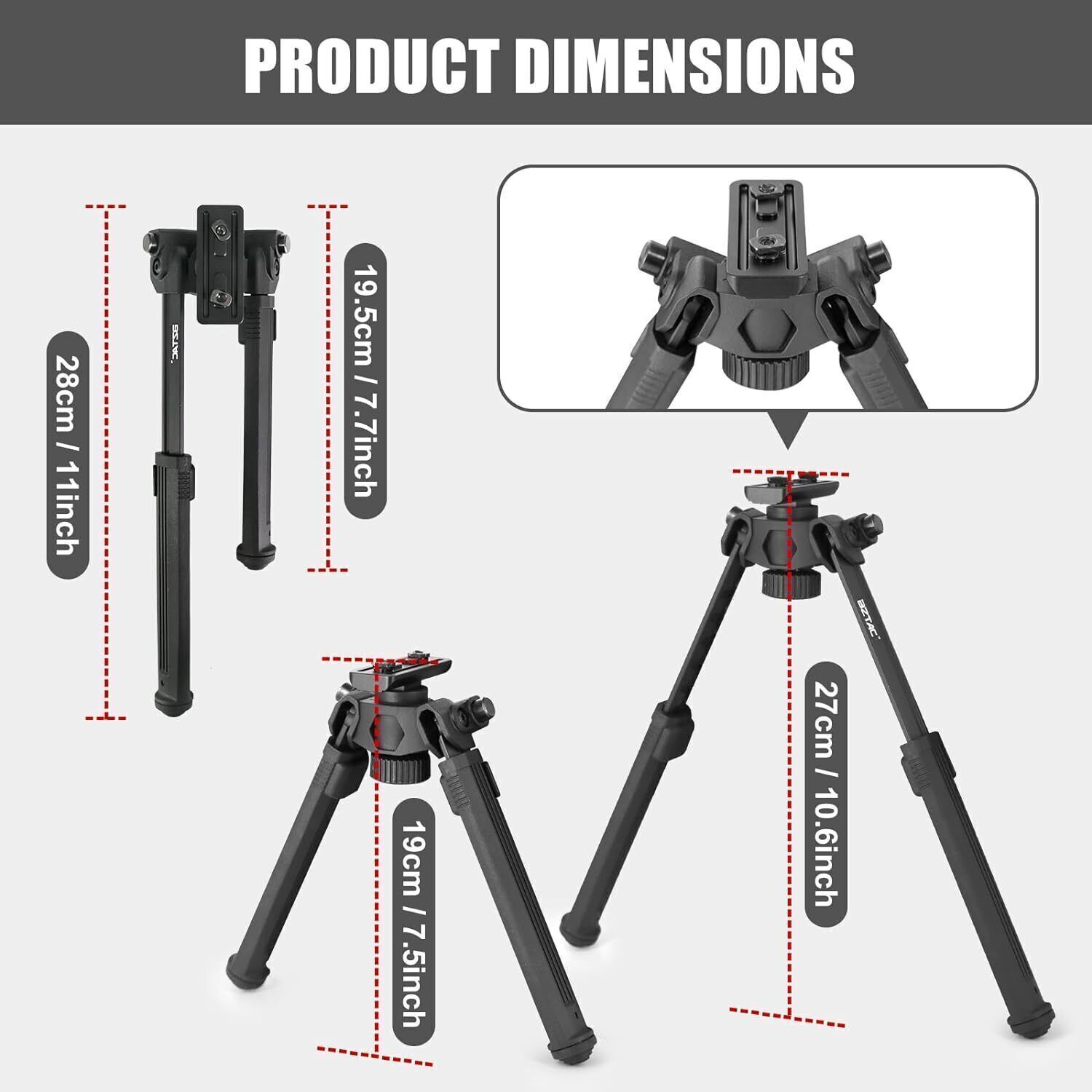 7.5-10.6' M-lok Rifle Bipod Tactical Adjustable Bipod Mount Rail Mount Aluminum