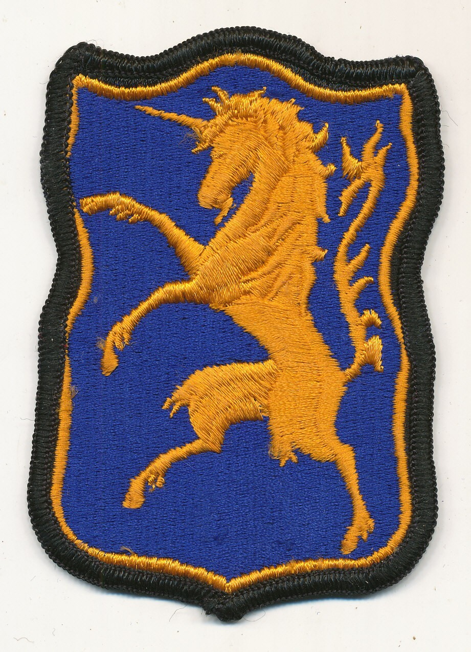 6th Cavalry Regiment patch gold unicorn on blue merrowed edge