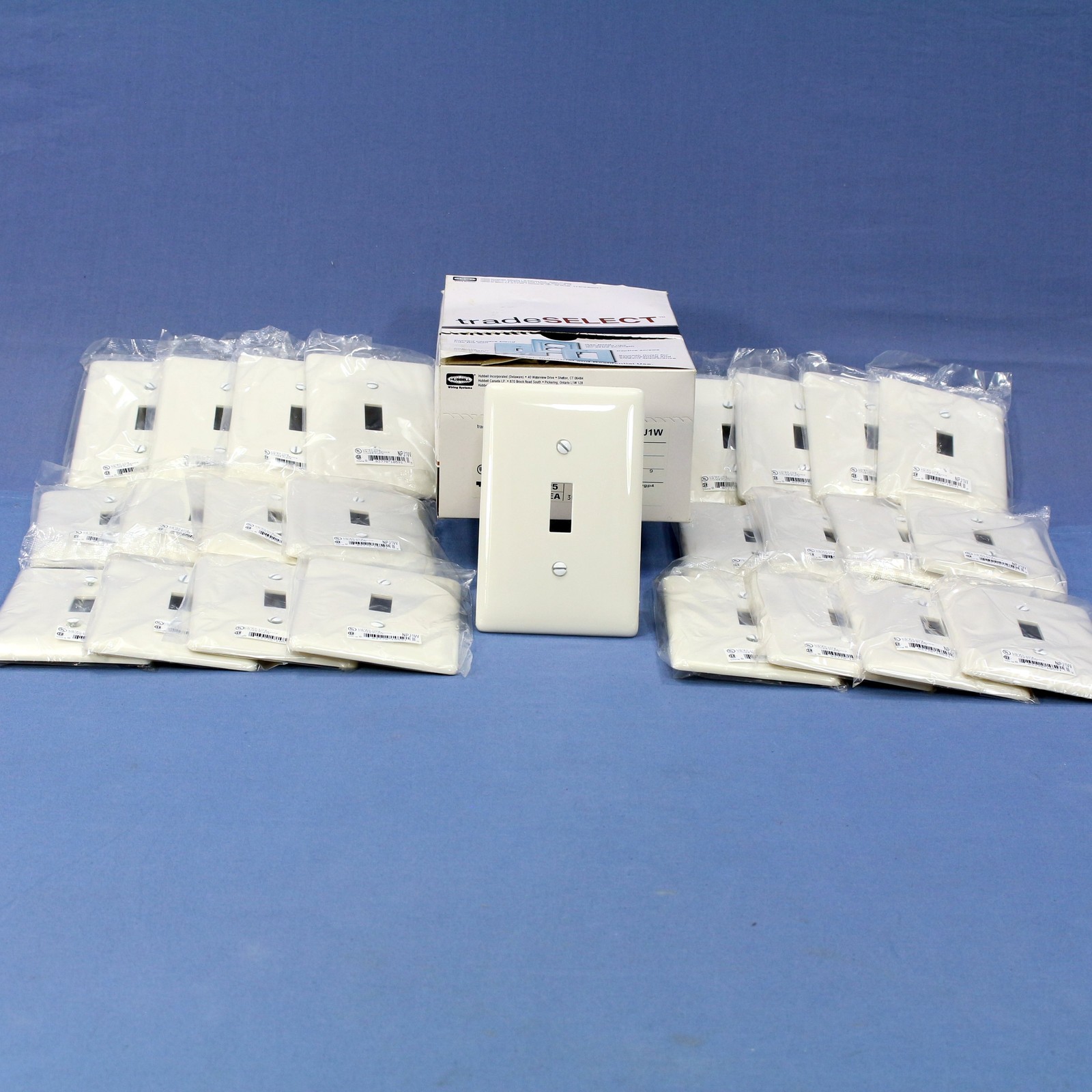 Hubbell NPJ1W White 1-Gang Toggle Switch Mid-Size Unbreakable Wallplates 25pcs