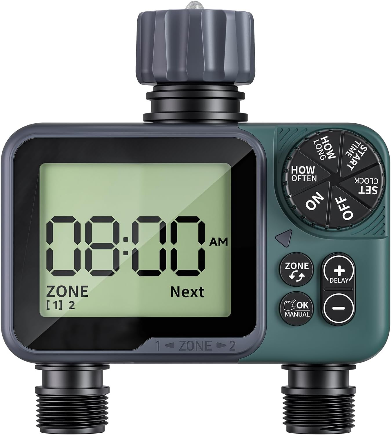 Sprinkler Timer 2 Zone & Digital Water Timer for Garden Hose, Yard, Lawn, Pool