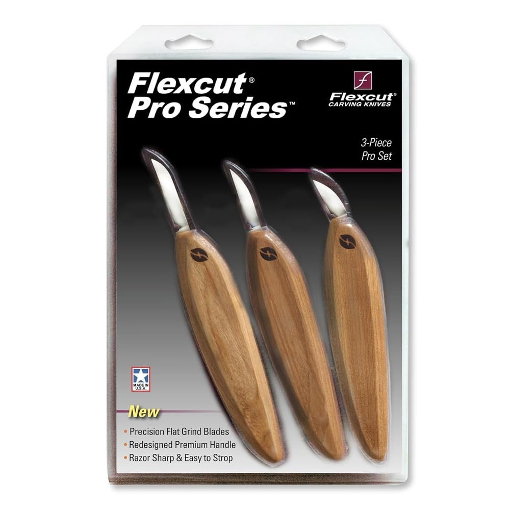 Series Wood Carving Tools, 3-Pack Kit with 1" Chip, 1-3/8" Detail, 1-5/8" Car...