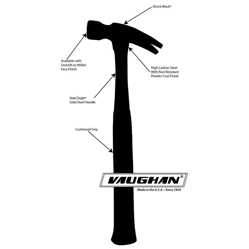 20 Oz.. Smooth Face Solid Steel Rip Hammer, 14 in Steel Handle
