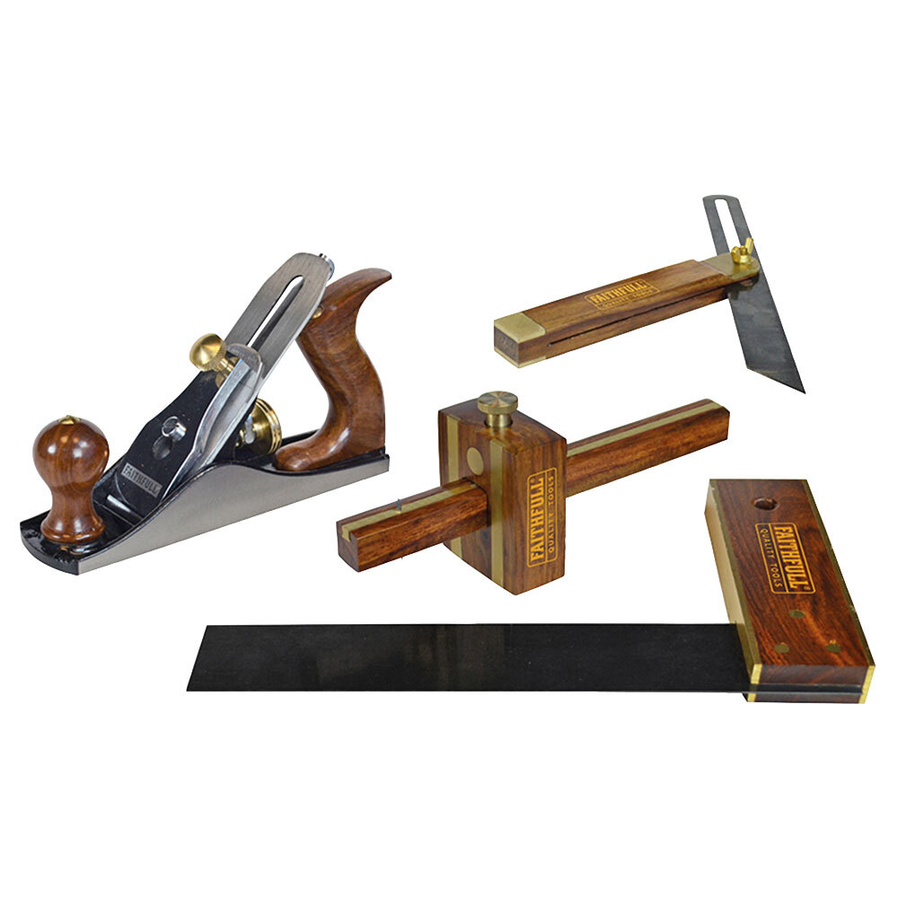 Faithfull FAIPLANEKIT Airplane & Woodworking Set of 4 IN Wooden Box