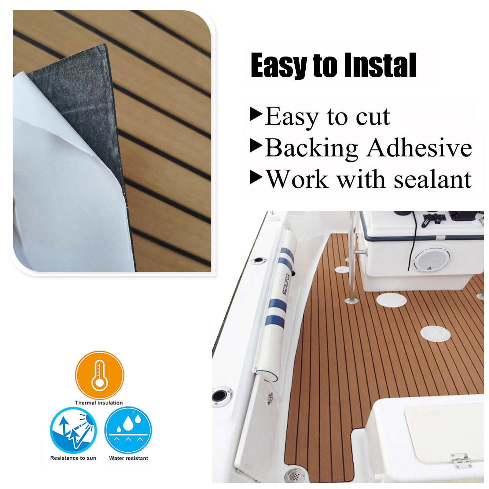 Boat Flooring Decking Sheet EVA Foam Marine Teak Deck | Adhesive Backing