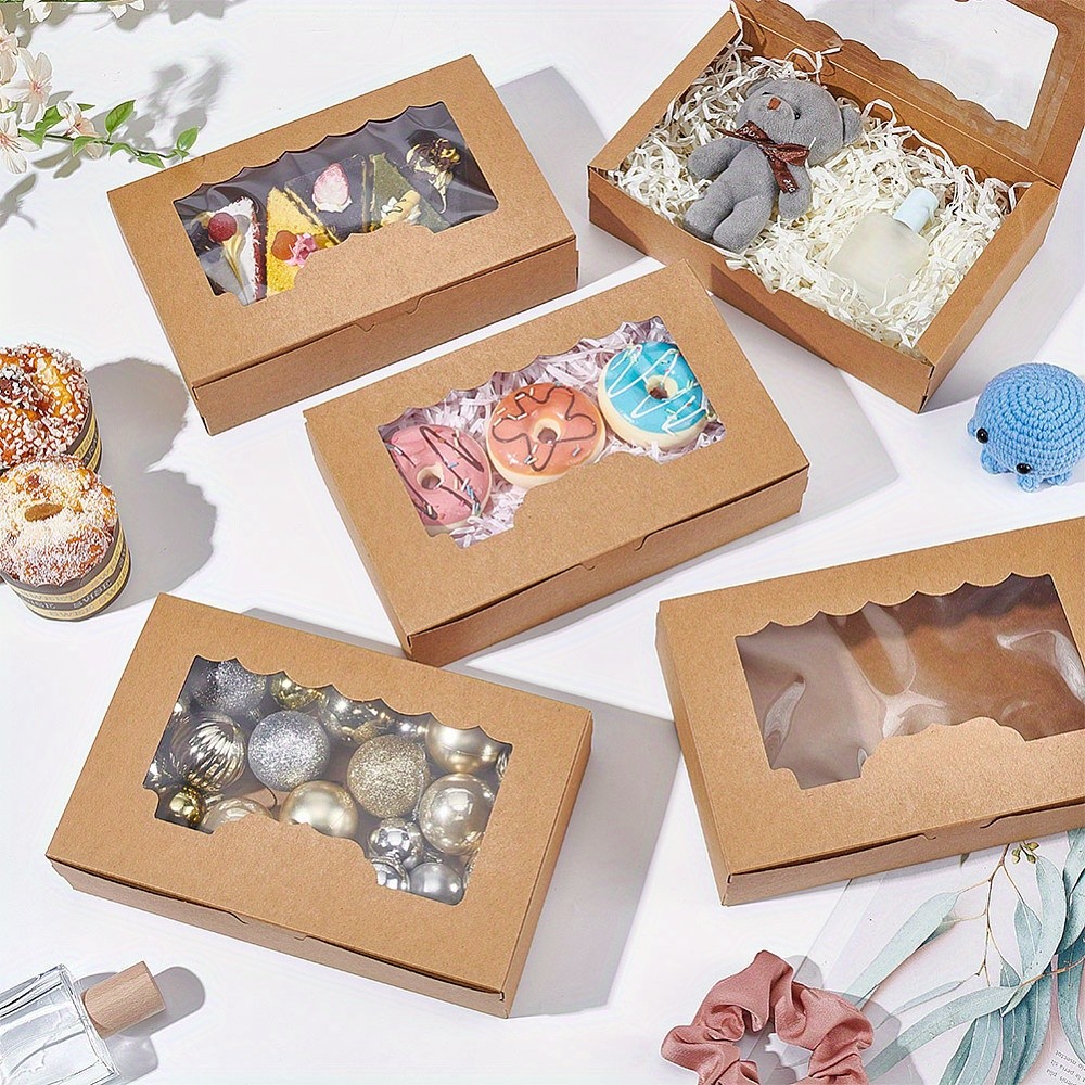 20pcs Folding Kraft Paper Mini boxes with Visible Window Gift Package Supplies