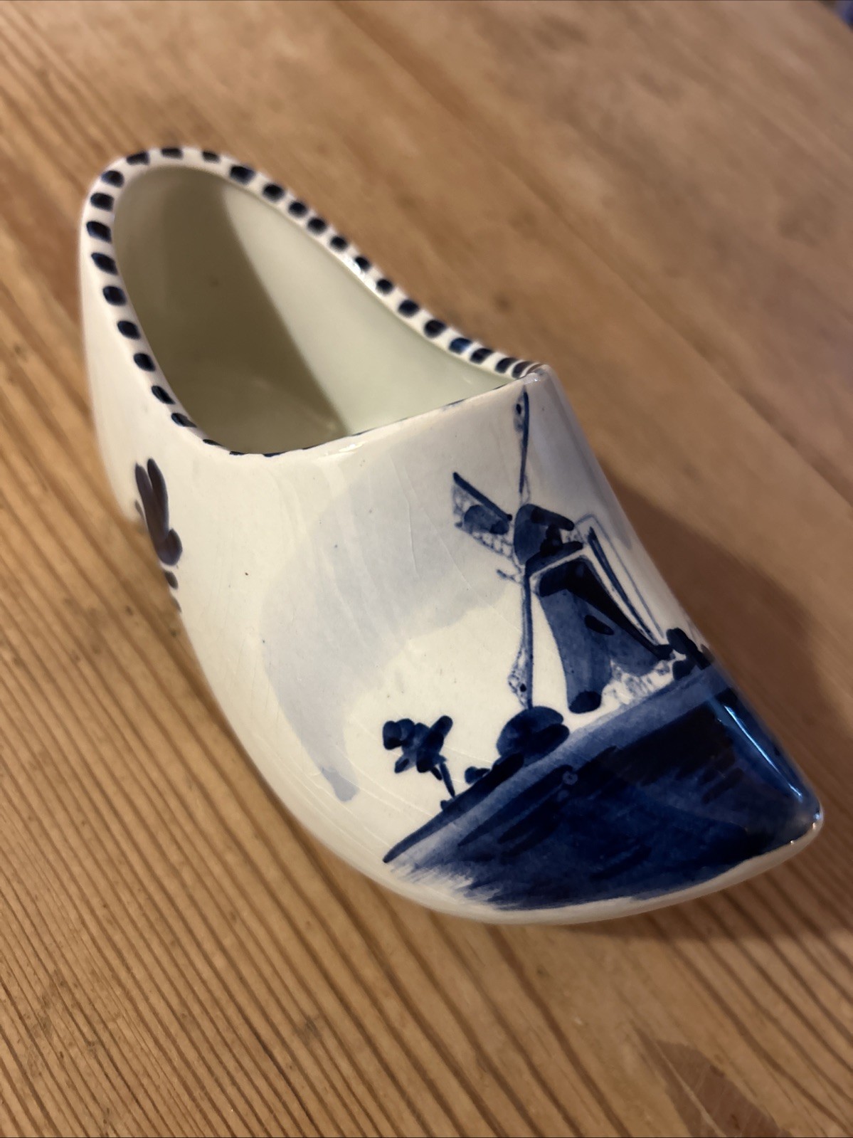 Vintage Delft Blue Holland Danish Denmark Shoe Planter Vase Handpainted Cobalt￼￼