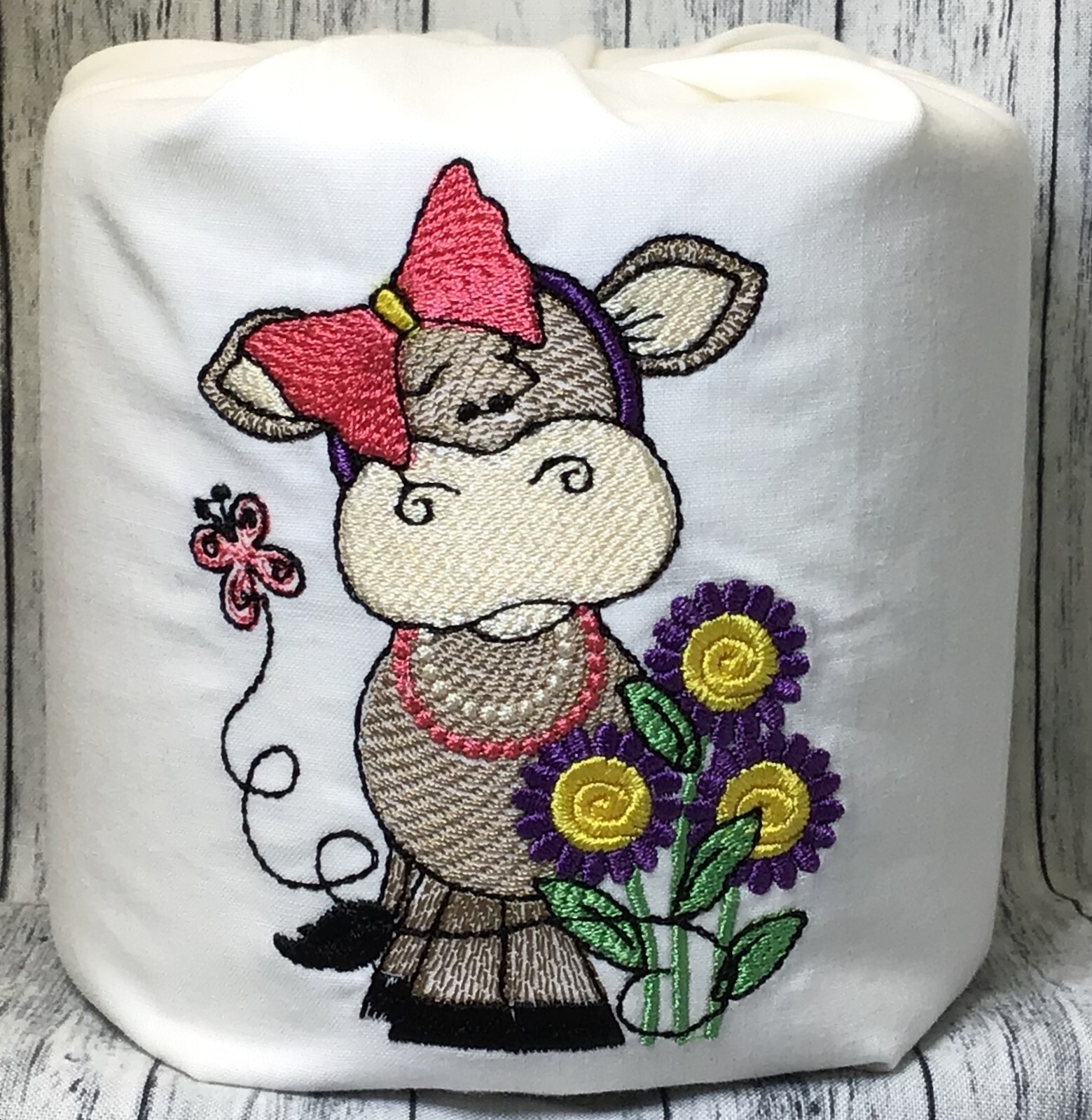Cute Cow Lover Embroidered Decorative Toilet Paper Wrap - Bathroom Decor