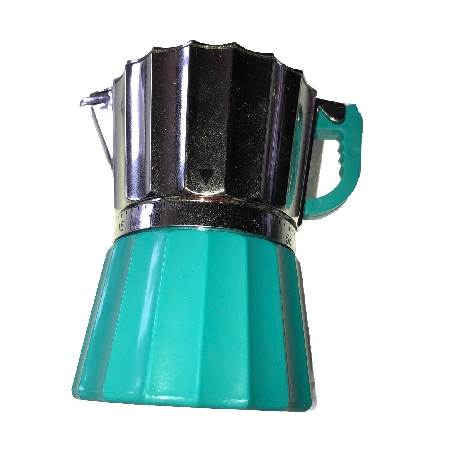 Plastic Moka Pot Shaped Twist Timer Kitchen Decor Teal Chrome Read Inside Please