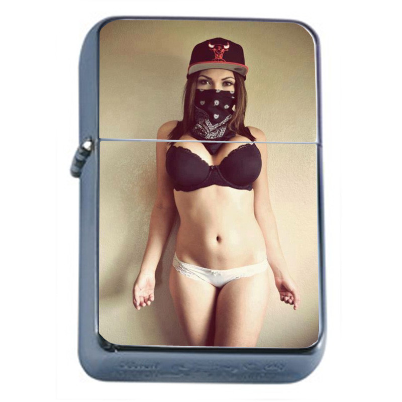 Chola Pin Up Girls D15 Flip Top Oil Lighter Wind Resistant Gangsta