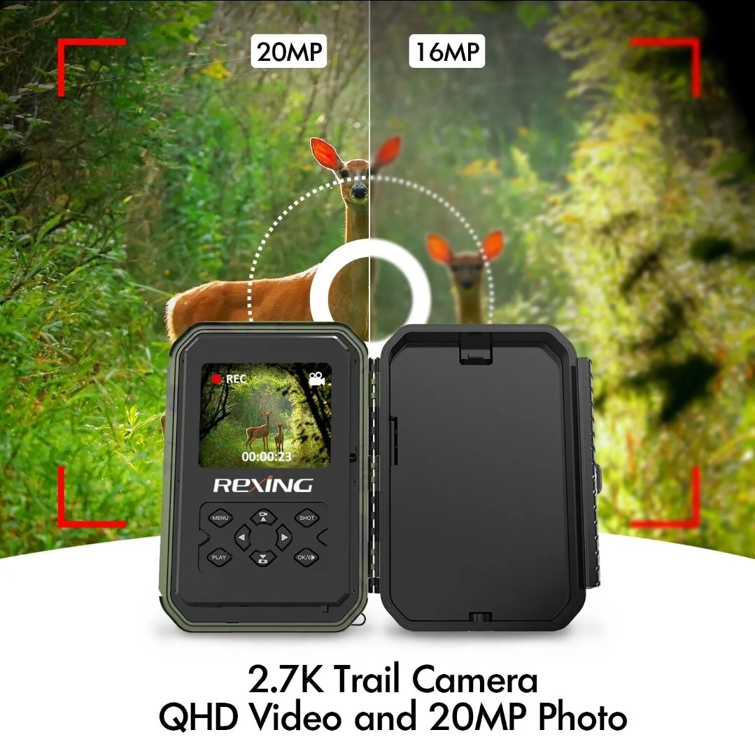 Rexing H3 Electronic Animal Caller Trail Cam 2.7K Video + 20MP Photo - NEW