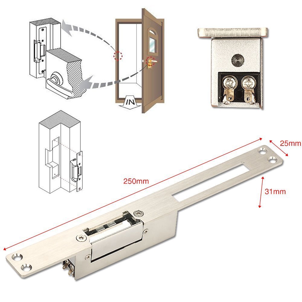 Electric Strike Door Lock 12V NO Fail Secure Long Narrow-type European Style