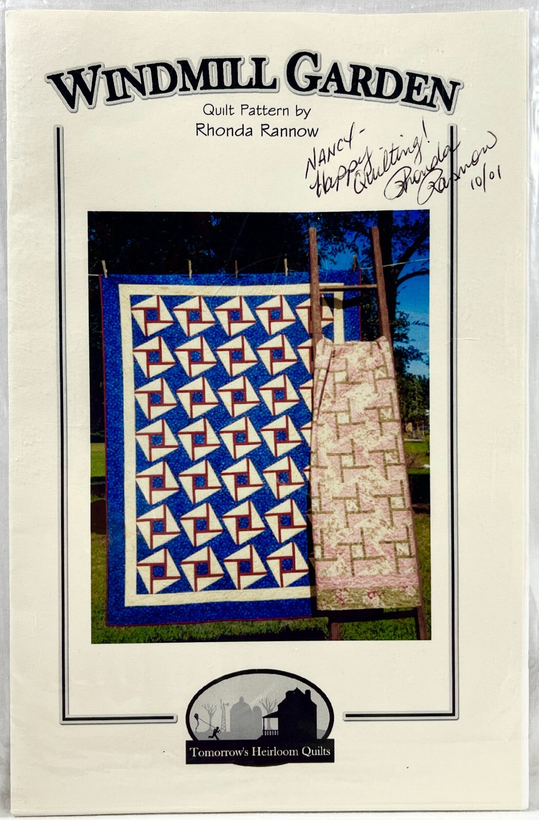NEW 2001 Tomorrows Heirloom Quilts Windmill Garden Quilt Pattern SIGNED 13412
