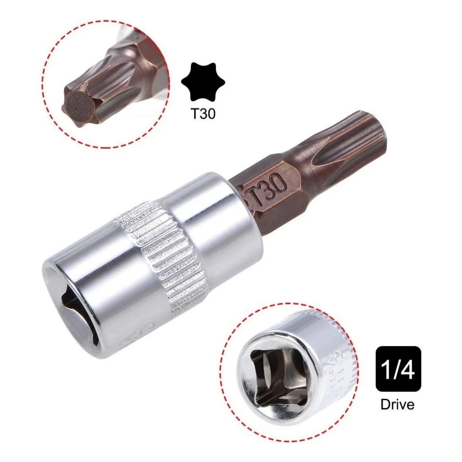 5pcs New T30 Torx Bit Sockets Compatible For ratchet wrenches, extensions