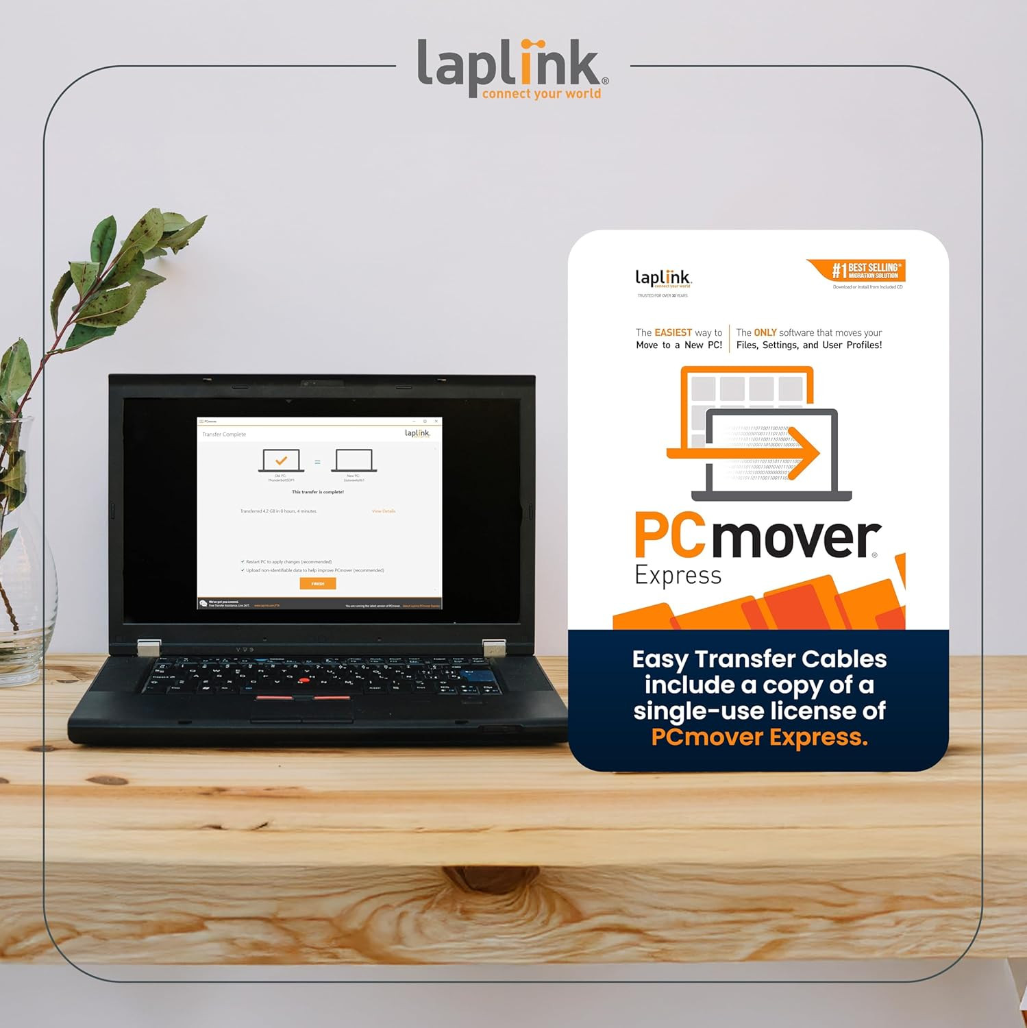 Easy Transfer Cable, Includes Pcmover Express Data Transfer Software and High Sp