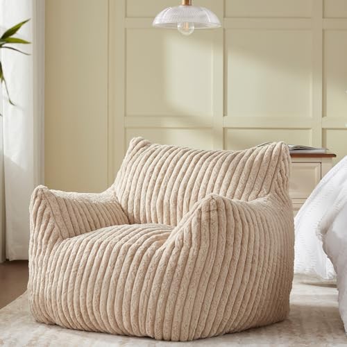 Giant Bean Bag Chairs for Adults Teens, Large Bean Bag Sofa Chairs Medium Beige