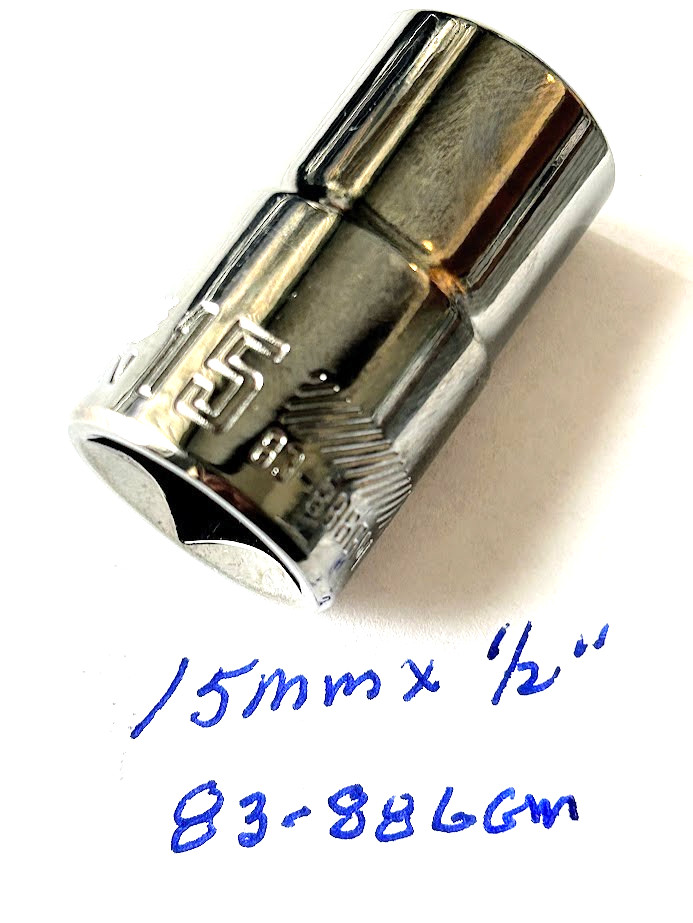 Craftsman  15 mm x 1/2" Dr Socket 83-886GM Gunmetal Chrome  6 Pt Free USA Ship