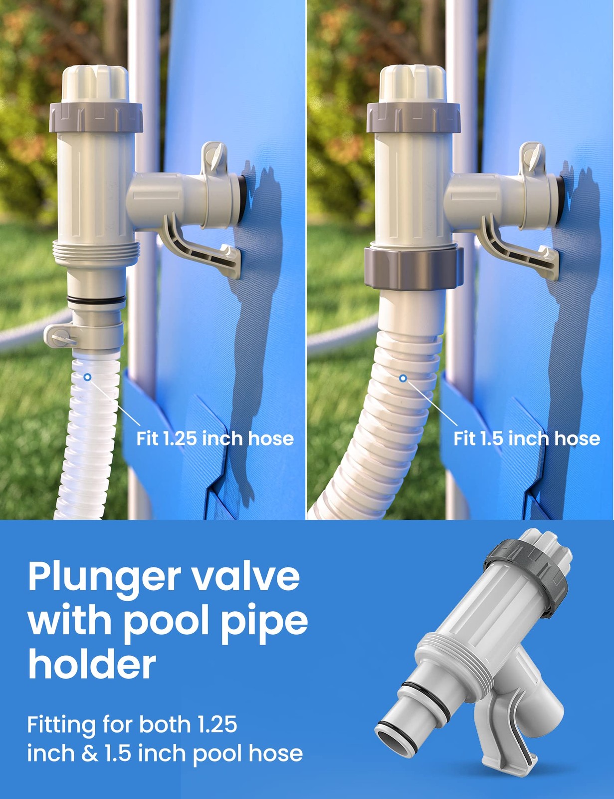 [PATENTED] Deeroll Pool Plunger Valve Plus for Above Ground - 1 Pack