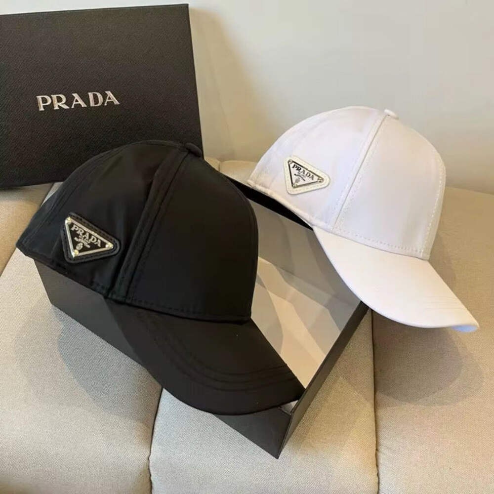 🧢 Prada Baseball Cap – Luxe Logo Edition (Black & White)