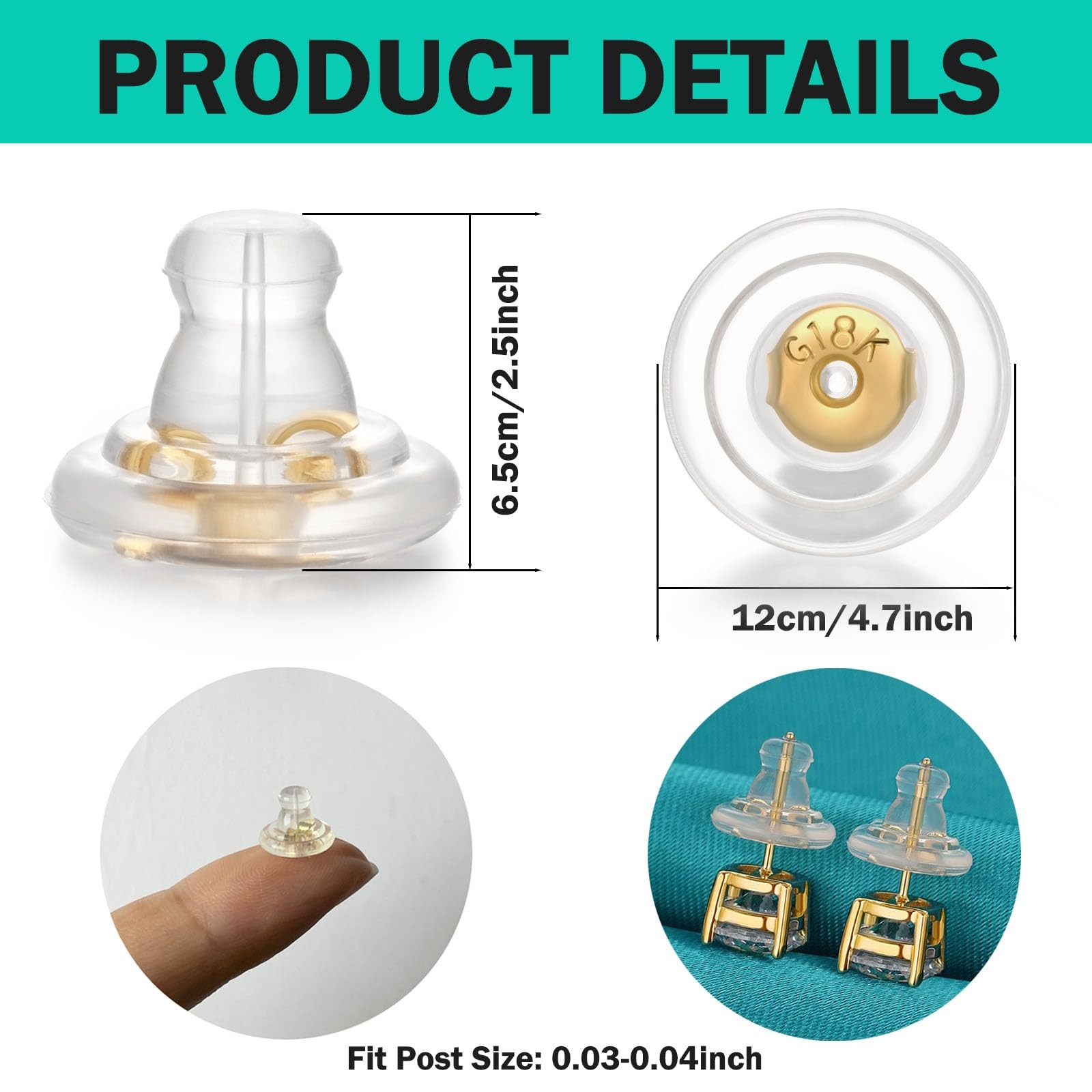 3 Pairs Earring Backs Replacements,Rubber Earring Backs for Droopy Ears,Hypoa...