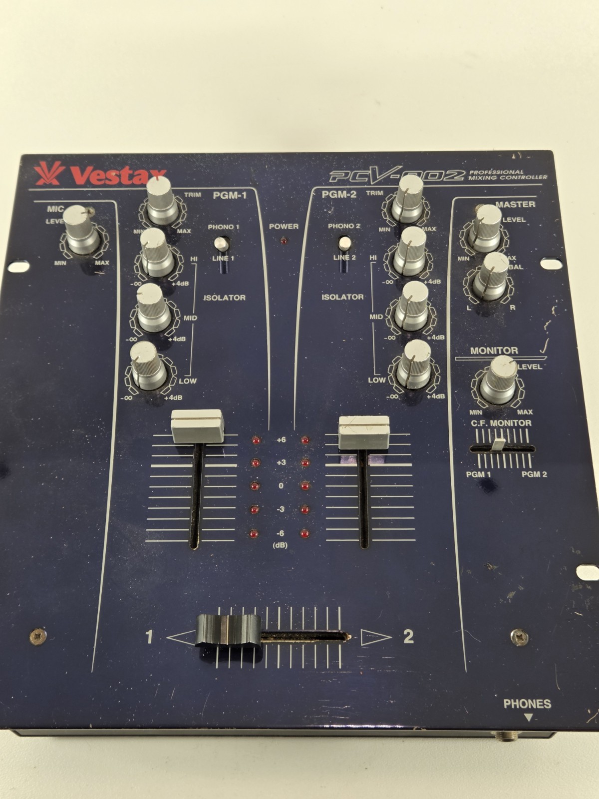 Vestax DJ Mixer PCV-002 Blue Faceplate Tested And Working No Cords