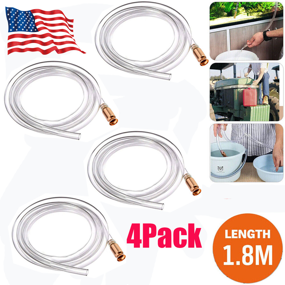 4Pcs 1.8M 6FT Siphon Hose Pump Self Priming Jiggler Shaker Transfer Fuel Water