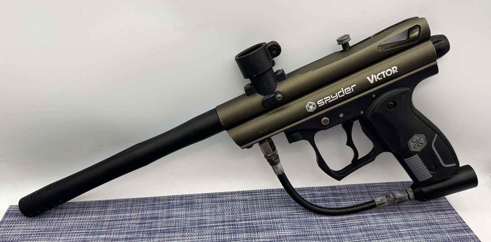 Spyder Victor Paintball Gun Green Metal With Black Carbon Barrel D28 - L1