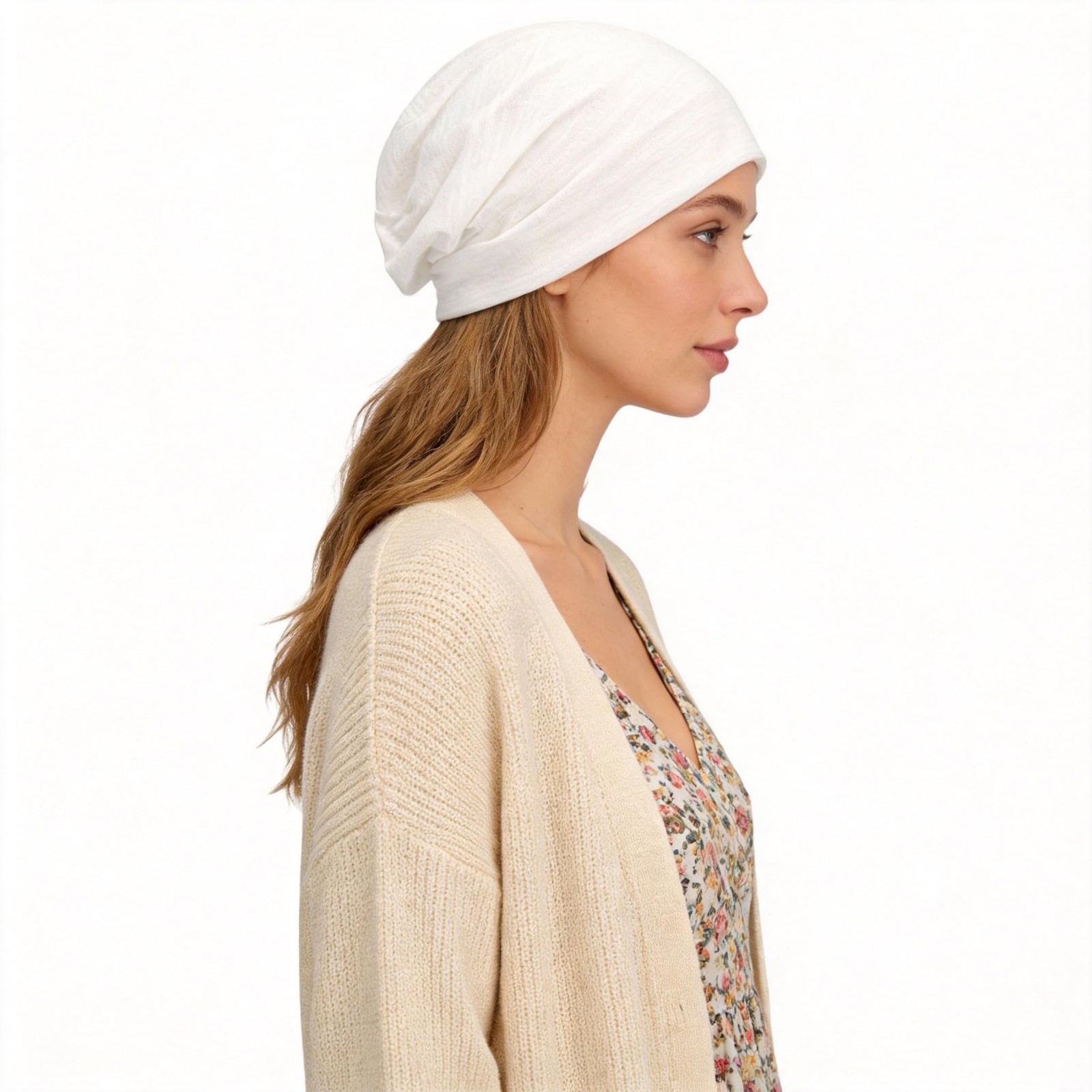 Ruphedy Men Slouchy Beanie Summer Long Oversize Thin One Size, White