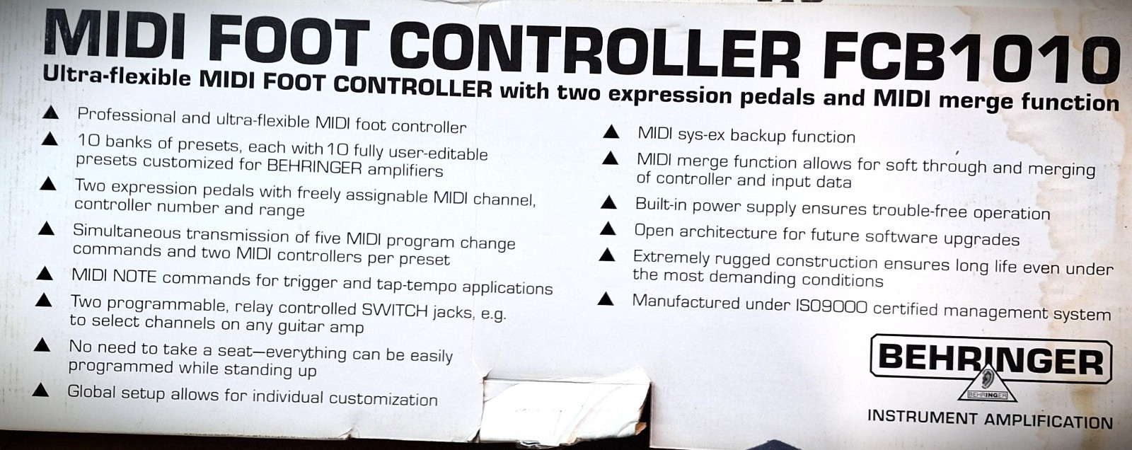 Behringer FCB 1010 MIDI Foot Controller with 2 Expression Pedals (NIB) !